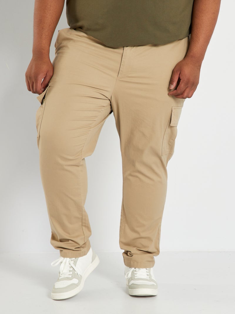 Pantalón cargo de sarga beige de mezclilla - Kiabi