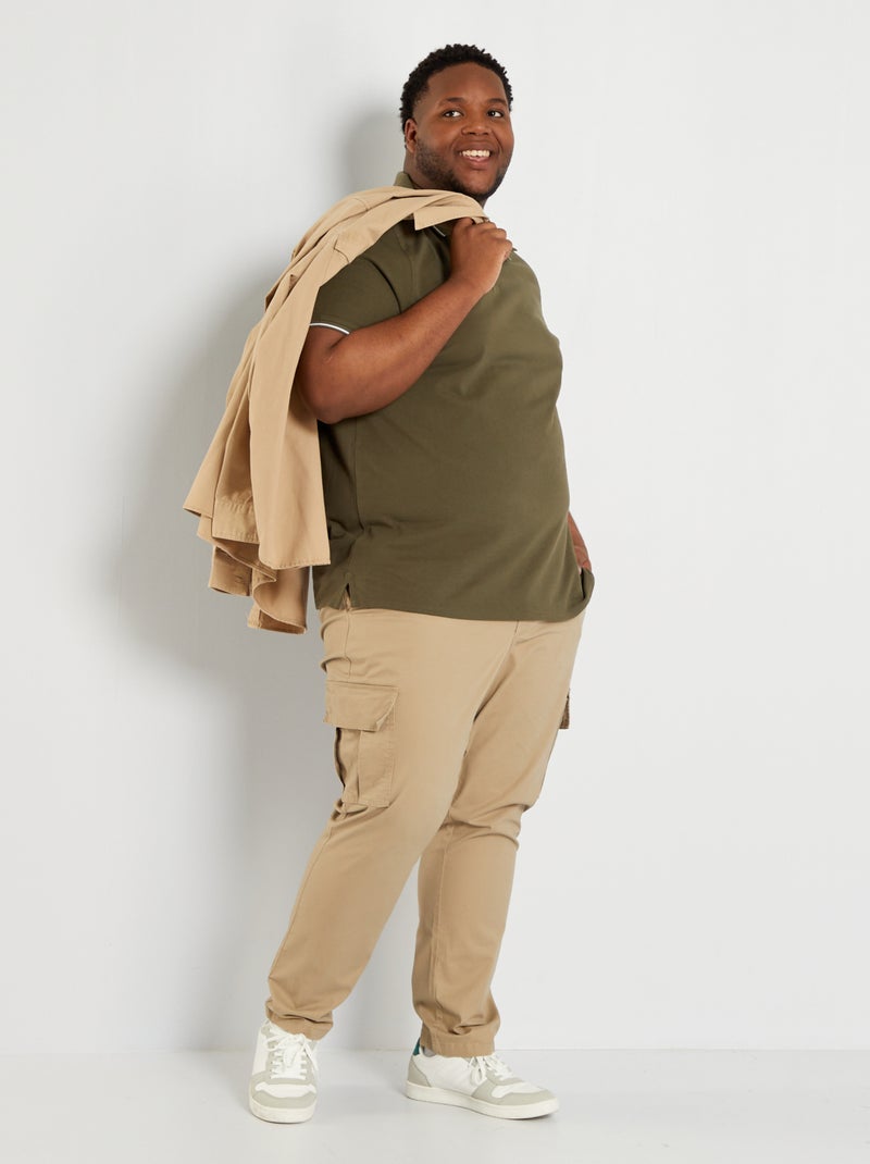 Pantalón cargo de sarga beige de mezclilla - Kiabi