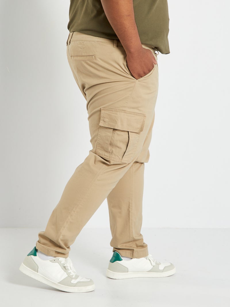 Pantalón cargo de sarga beige de mezclilla - Kiabi