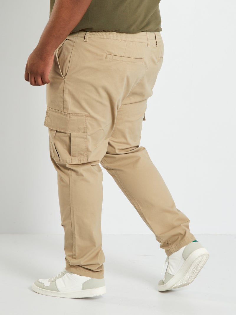 Pantalón cargo de sarga beige de mezclilla - Kiabi