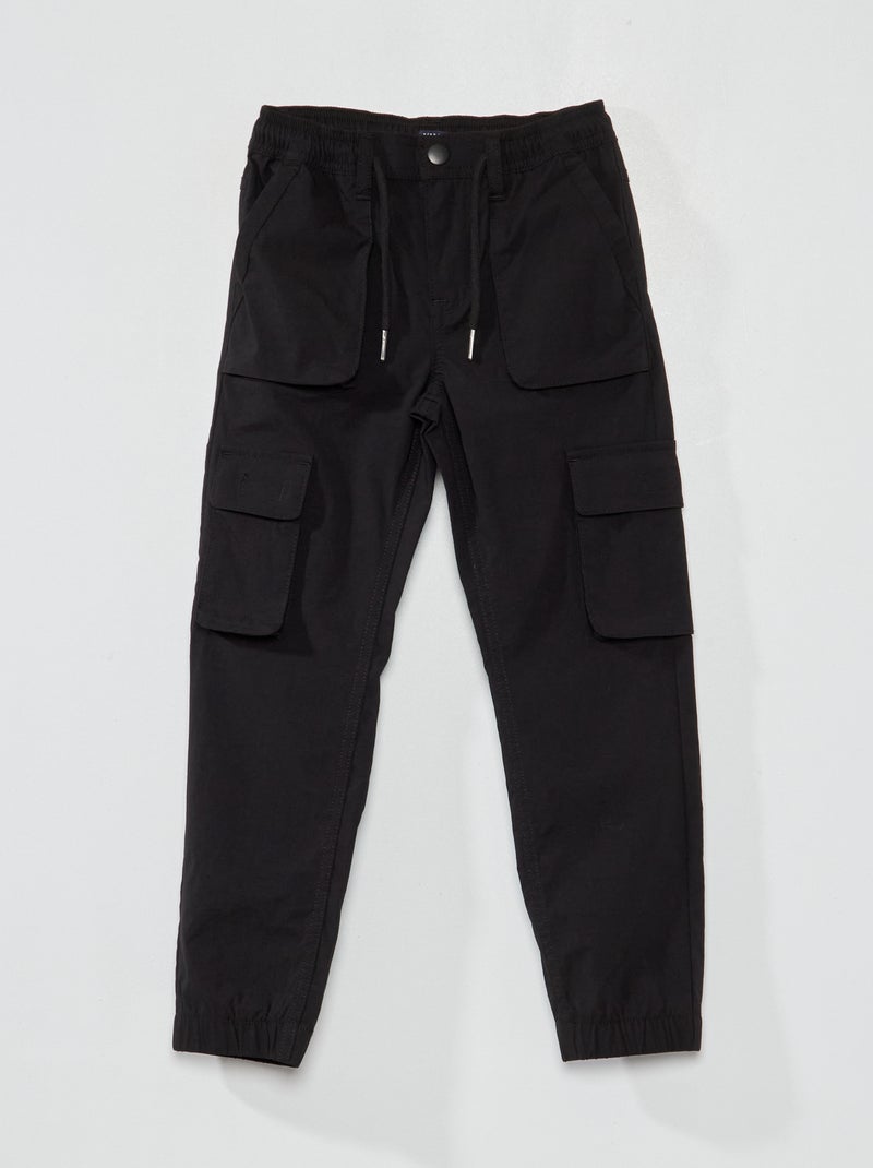 Pantalón cargo de tejido elástico Negro - Kiabi