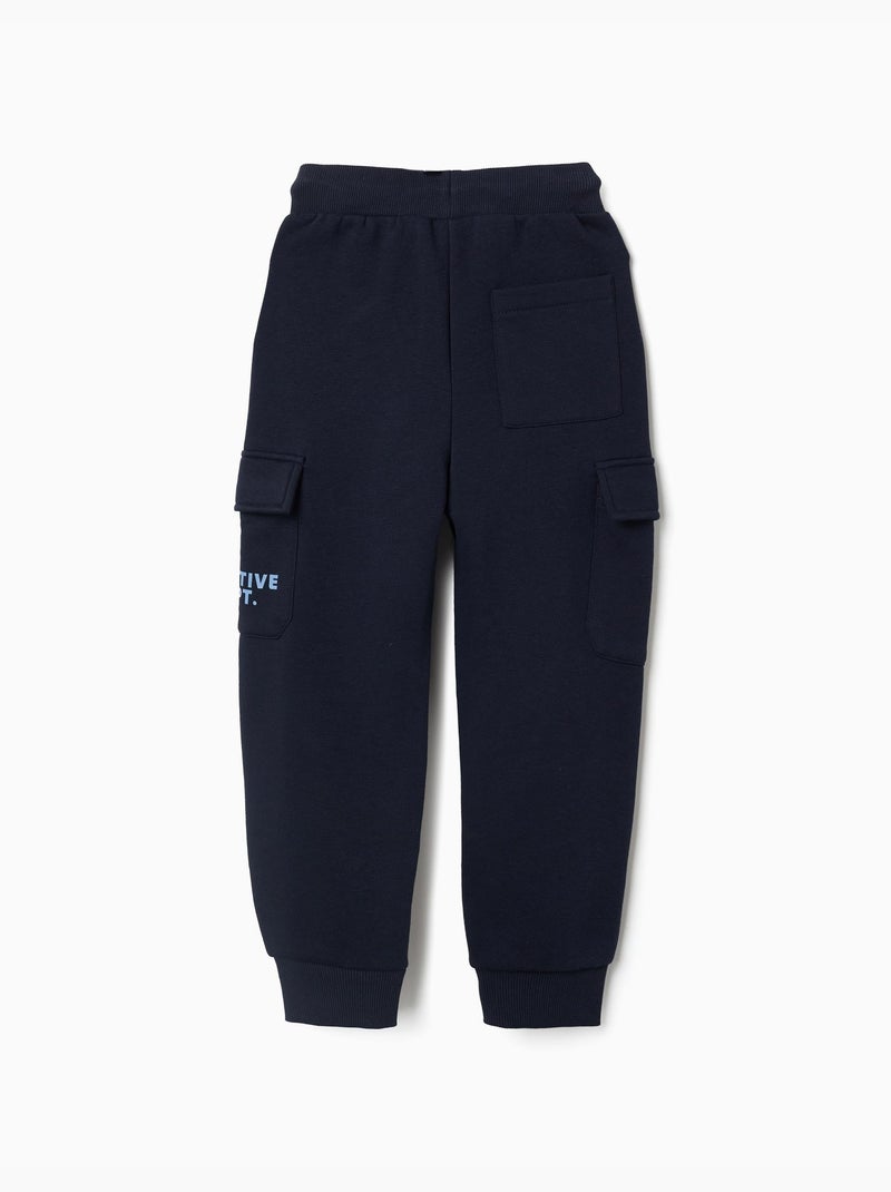 Pantalón cargo perchado con estampado Creative Azul oscuro - Kiabi