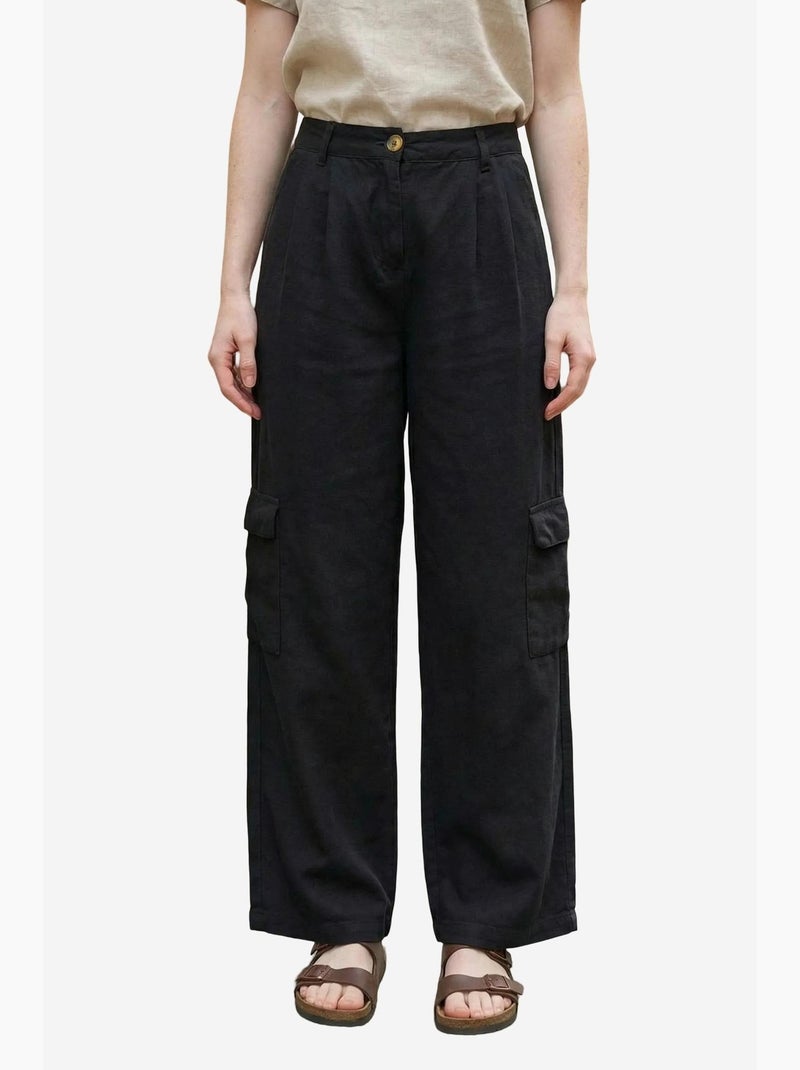 Pantalón cargo tiro alto ancho my fashion Negro - Kiabi