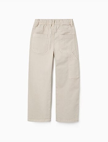 Pantalón carpenter de sarga con cintura elástica