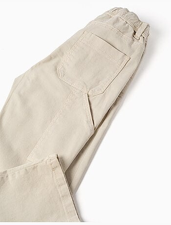 Pantalón carpenter de sarga con cintura elástica