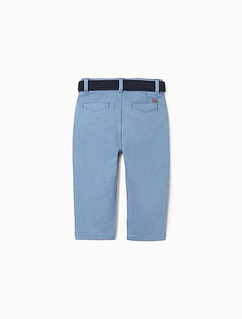 Pantalón chino ajustado de sarga con cinturón