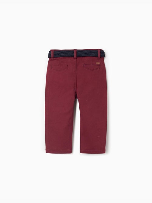 Pantalón chino ajustado de sarga con cinturón - Kiabi