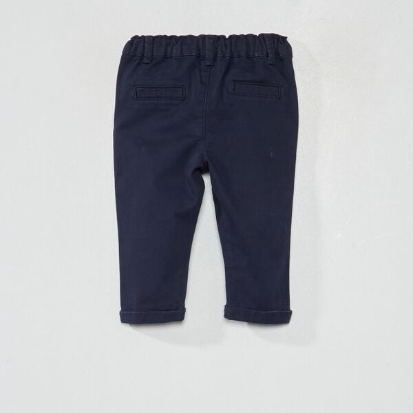 Pantalón chino bebé slim fit tirantes color Marino