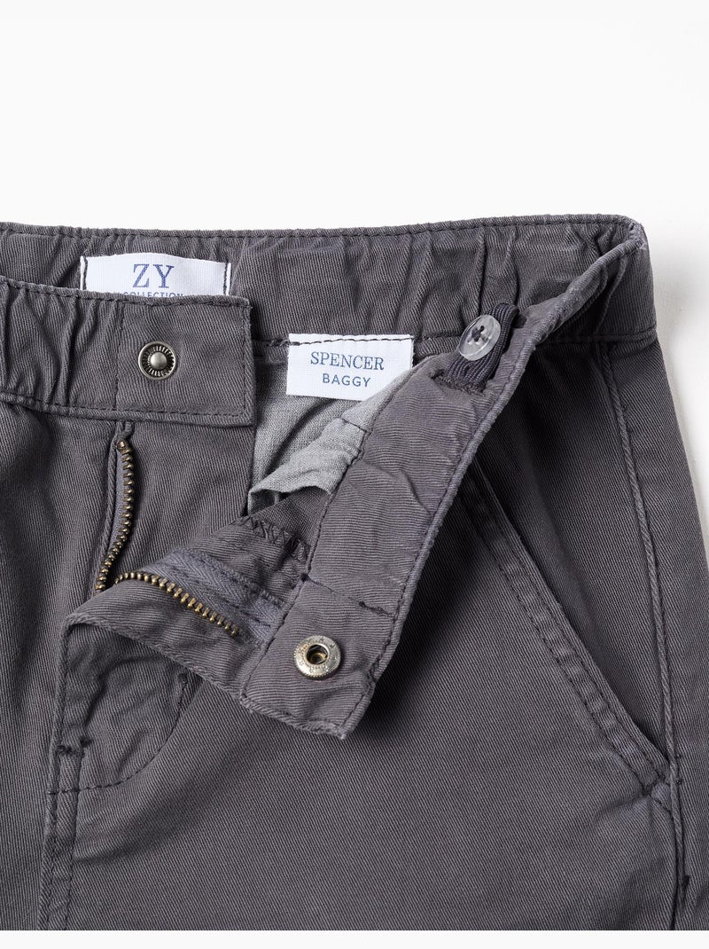 Pantalón chino baggy de sarga B&S Gris oscuro - Kiabi