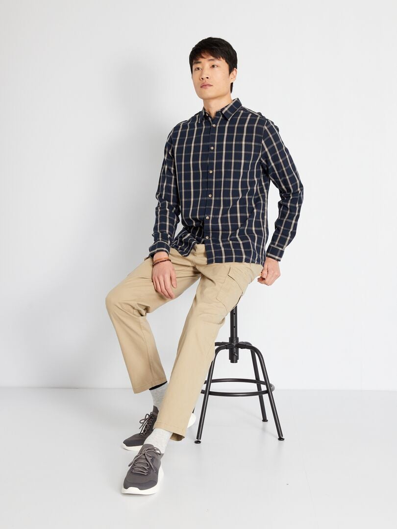 Pantalón chino con bolsillos cargo beige de mezclilla - Kiabi