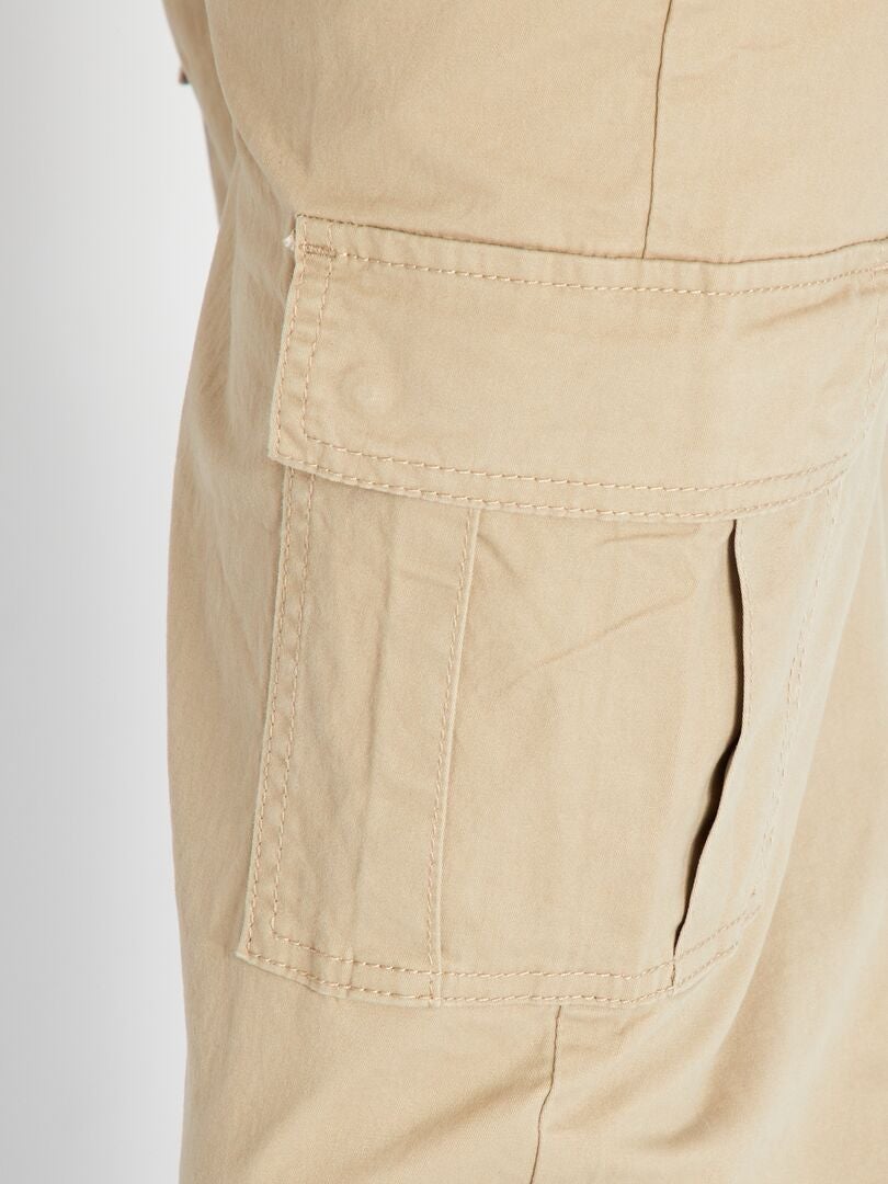 Pantalón chino con bolsillos cargo beige de mezclilla - Kiabi
