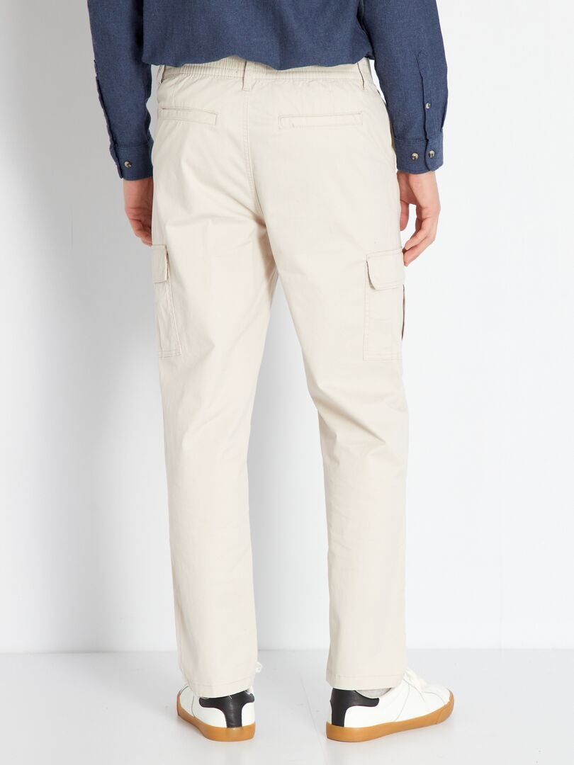 Pantalón chino con bolsillos cargo gris beige - Kiabi