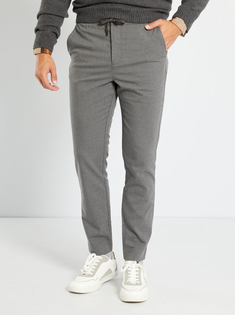 Pantalón chino con cintura elástica GRIS - Kiabi