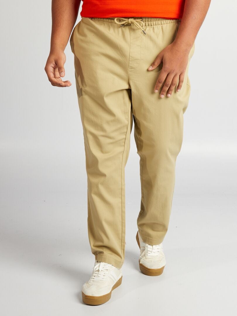 Pantalón chino con cintura elástica VERDE - Kiabi