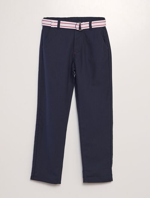 Pantalón chino con cinturón - Kiabi
