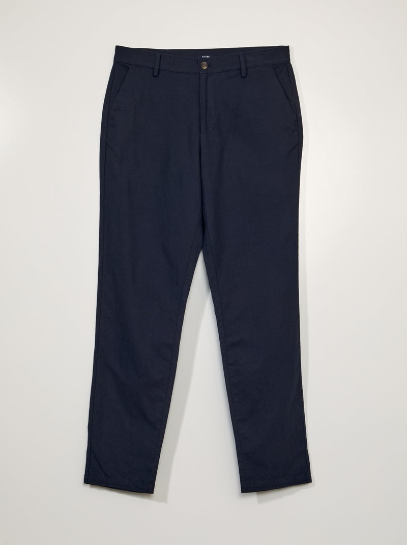 Pantalón chino con lino AZUL - Kiabi