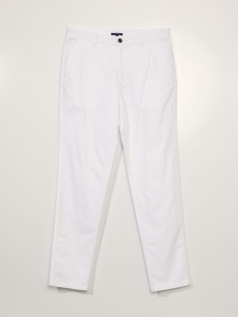 Pantalón chino con lino blanco - Kiabi