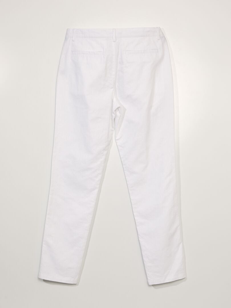 Pantalón chino con lino blanco - Kiabi