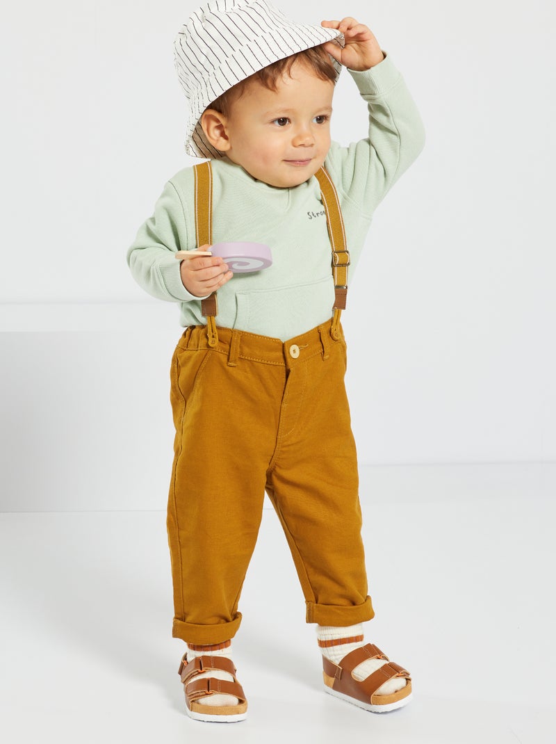 Pantalón chino con tirantes AMARILLO - Kiabi