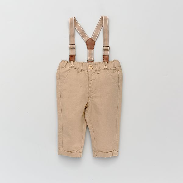 Pantalón chino con tirantes bebé niño - BEIGE - Kiabi - 12,00€