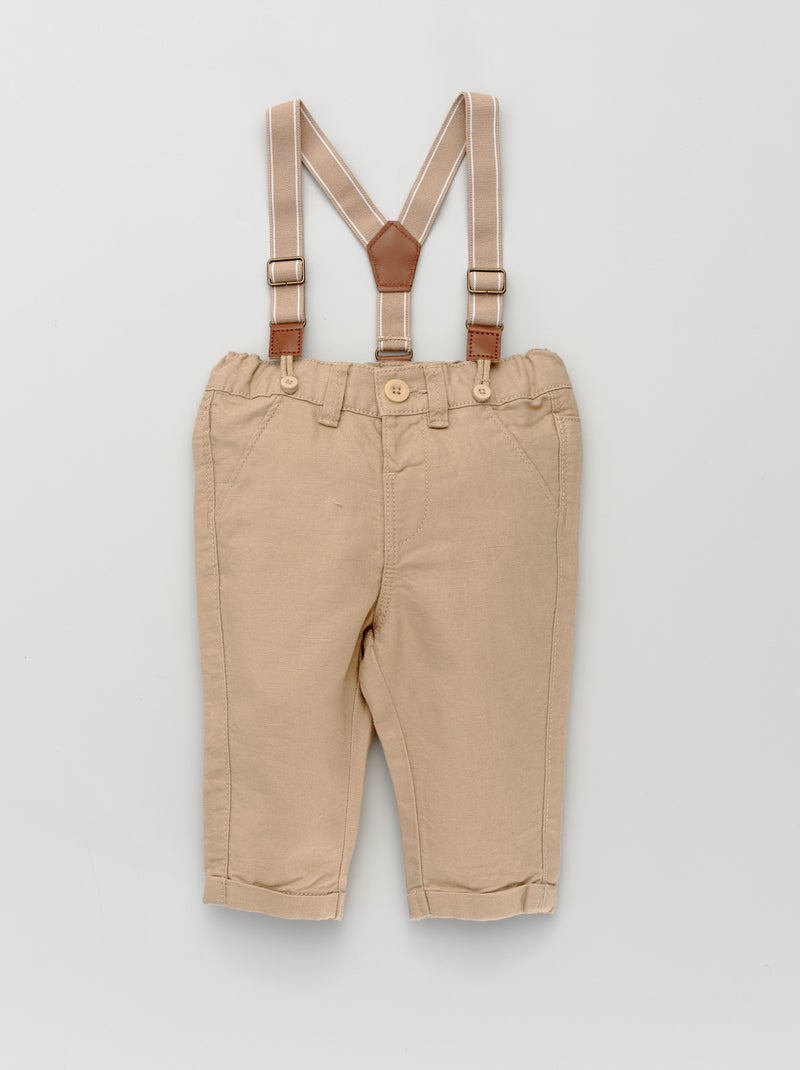 Pantalón chino con tirantes BEIGE - Kiabi