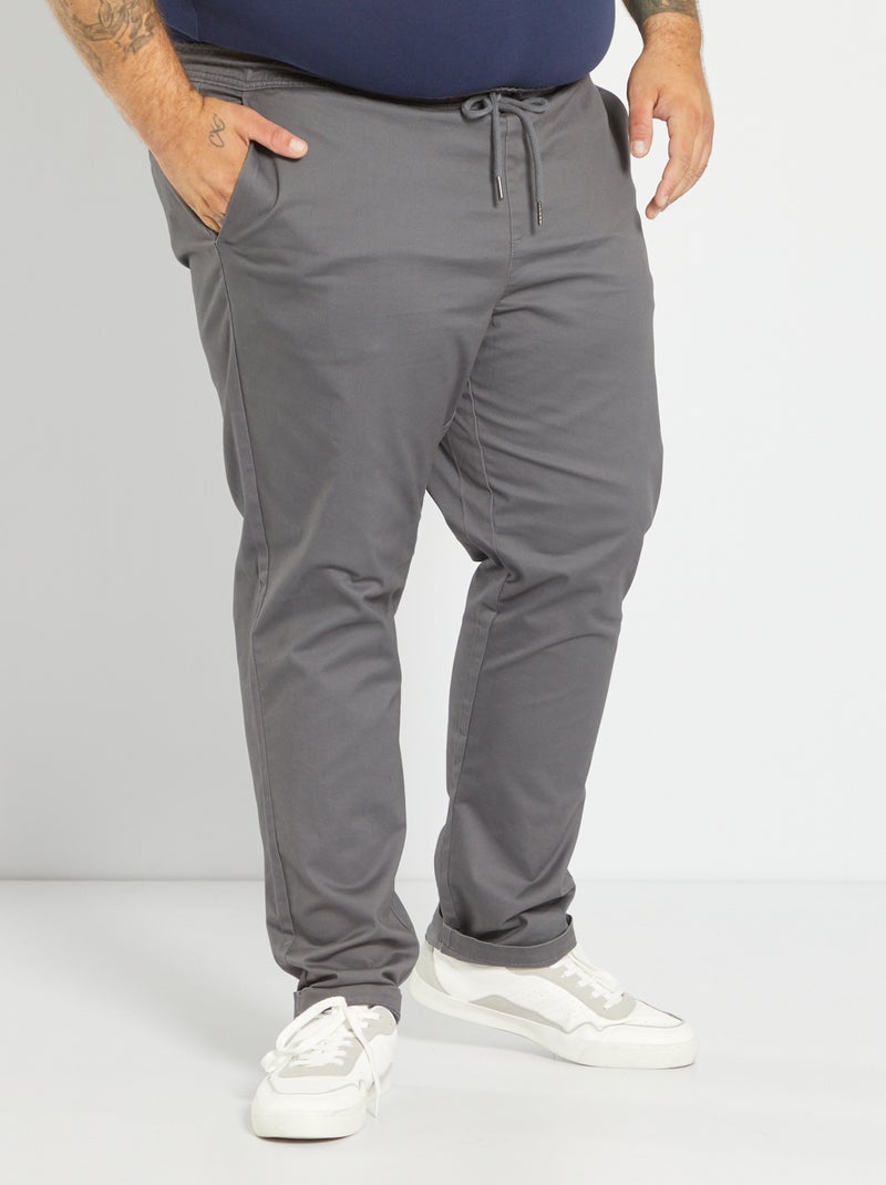 Pantalón chino corte jogger GRIS - Kiabi