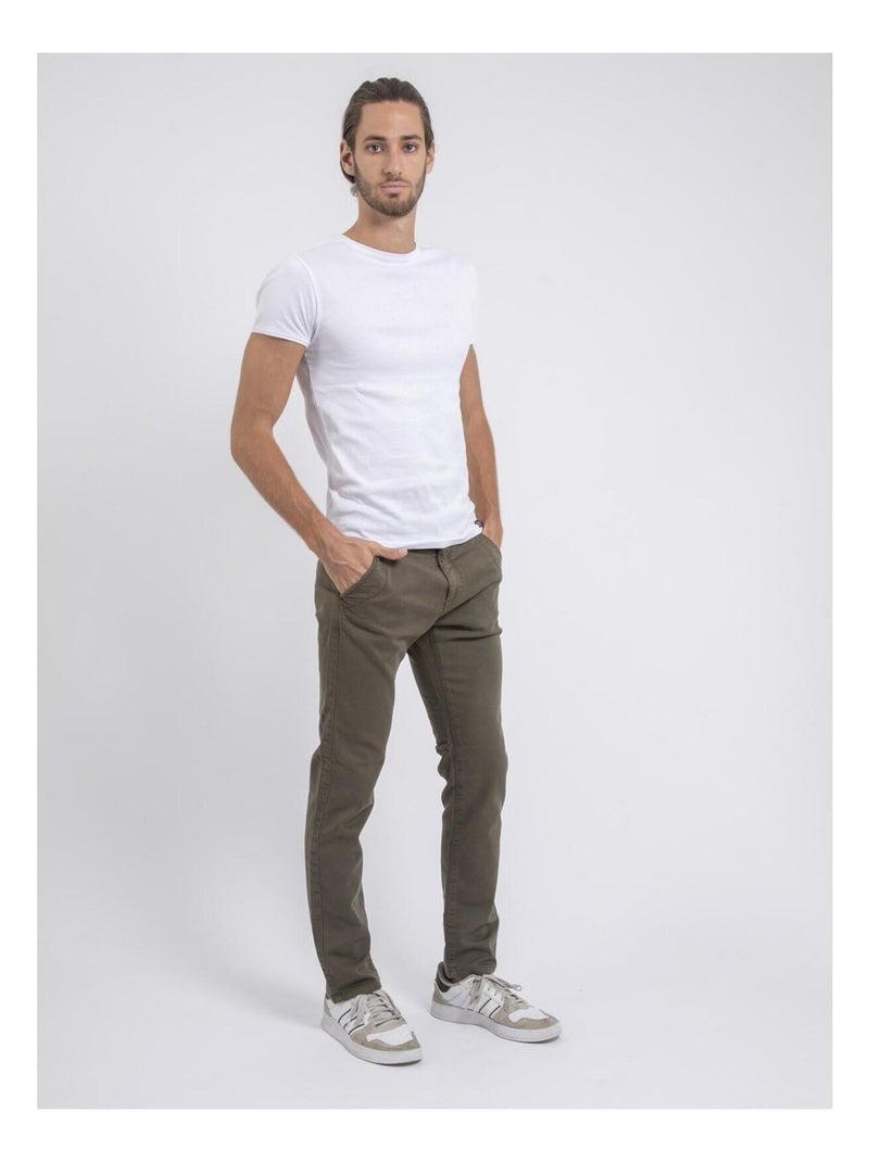 Pantalón chino coupe ajustée VALBACOL Caqui - Kiabi