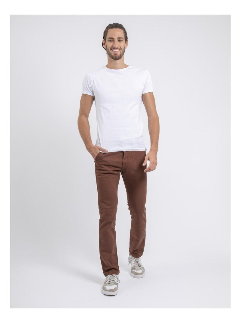 Pantalón chino coupe ajustée VALBACOL Marrón - Kiabi