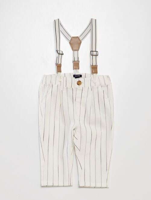 Pantalón chino de algodón a rayas con tirantes - Kiabi