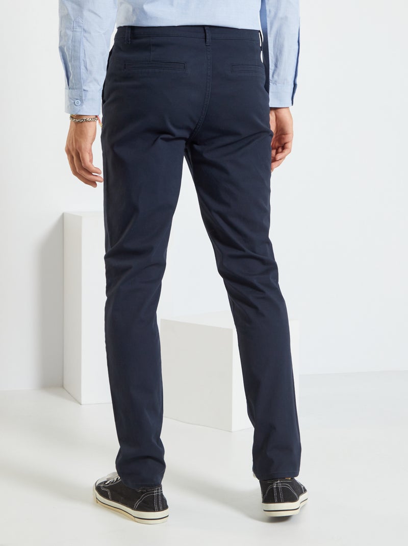 Pantalón chino de algodón elástico azul - Kiabi