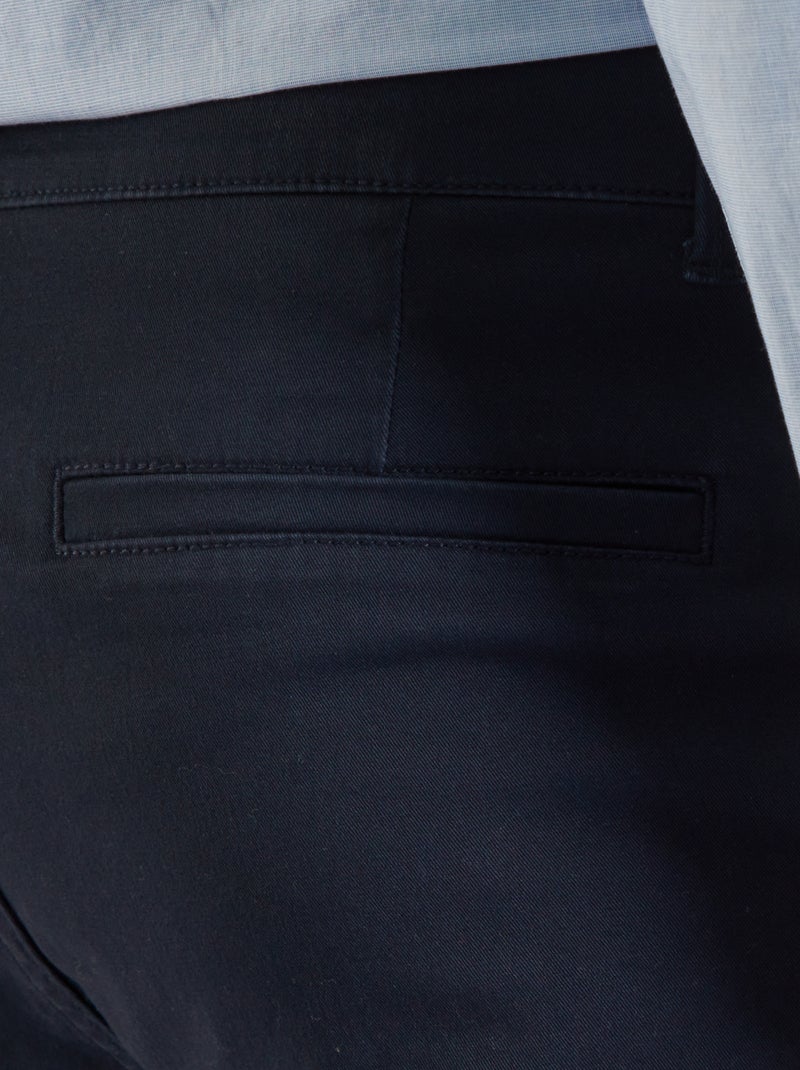 Pantalón chino de algodón elástico azul - Kiabi