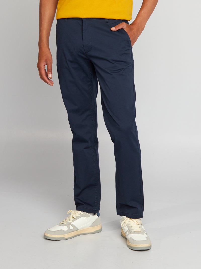 Pantalón chino de algodón elástico L34 azul - Kiabi