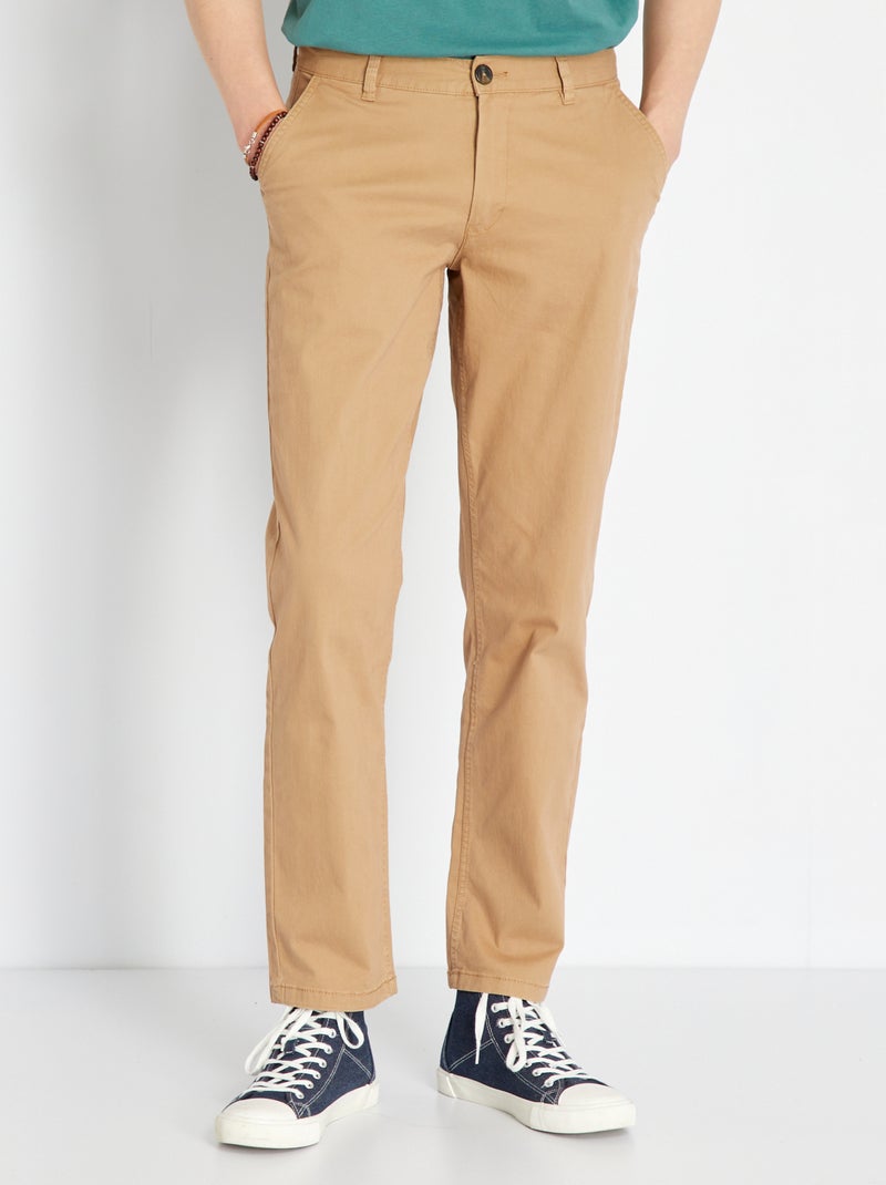 Pantalón chino de algodón elástico L34 BEIGE - Kiabi