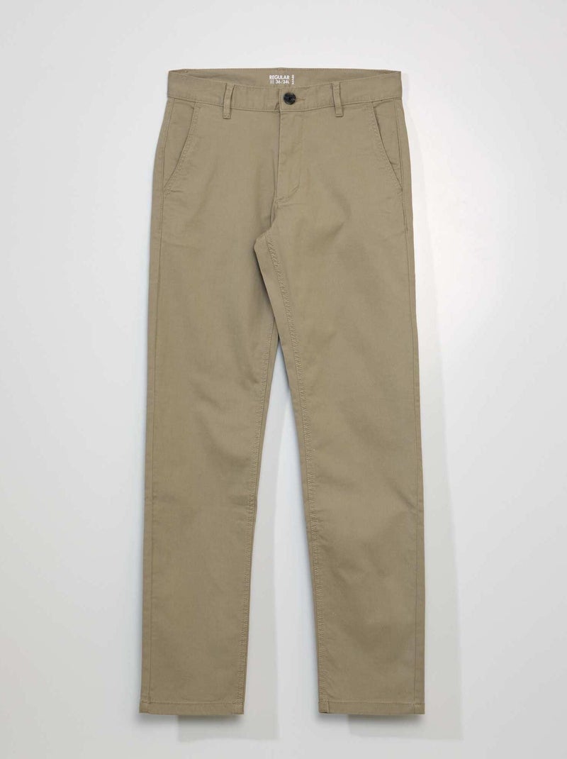 Pantalón chino de algodón elástico L34 BEIGE - Kiabi