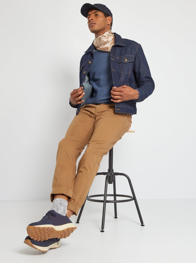 Pantalón chino de algodón elástico L34 marrón - Kiabi
