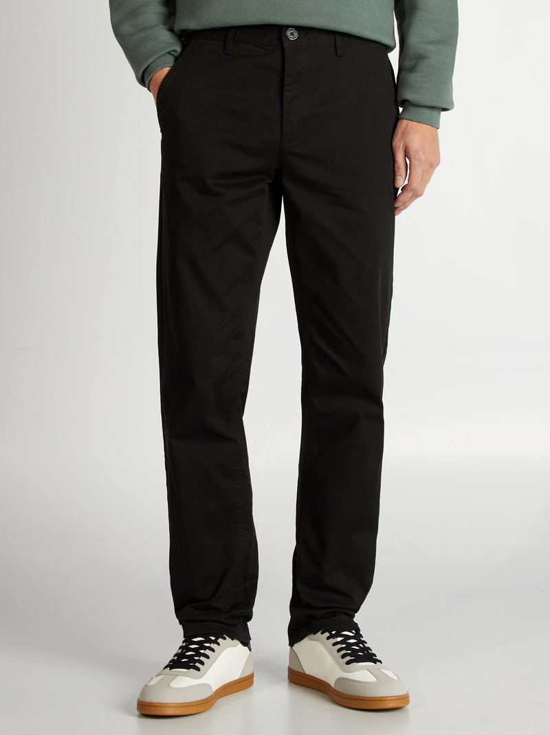 Pantalón chino de algodón elástico L34 NEGRO - Kiabi