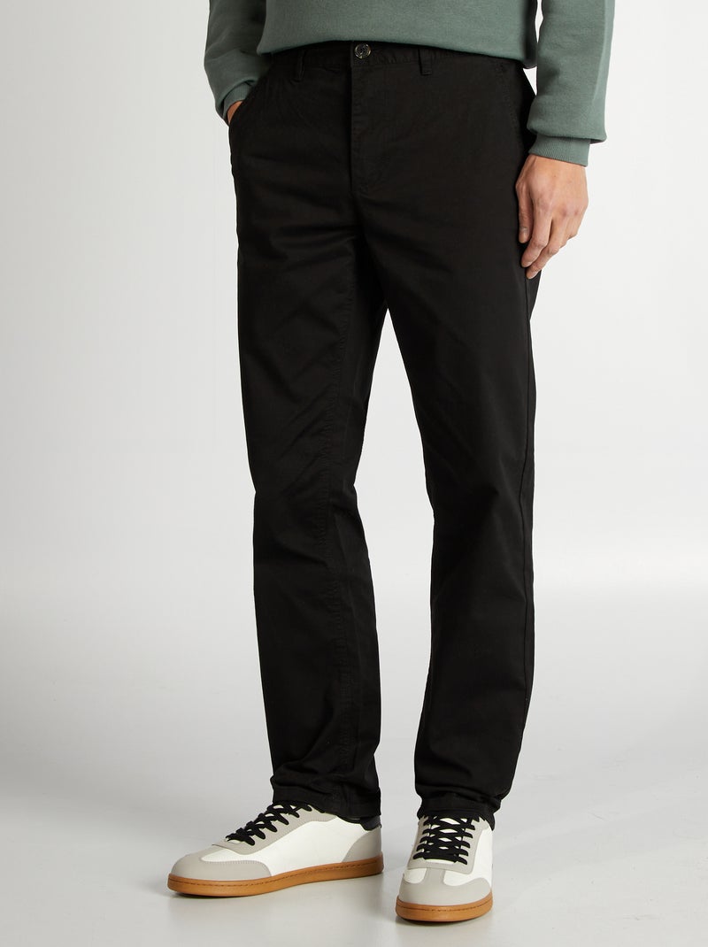 Pantalón chino de algodón elástico L34 NEGRO - Kiabi