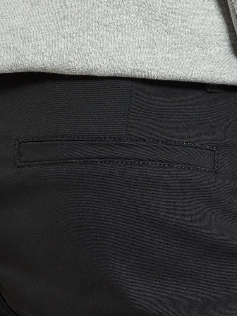 Pantalón chino de algodón elástico Negro - Kiabi