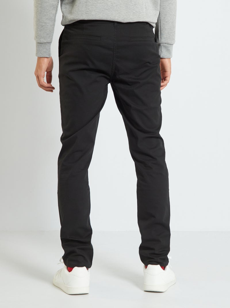 Pantalón chino de algodón elástico Negro - Kiabi