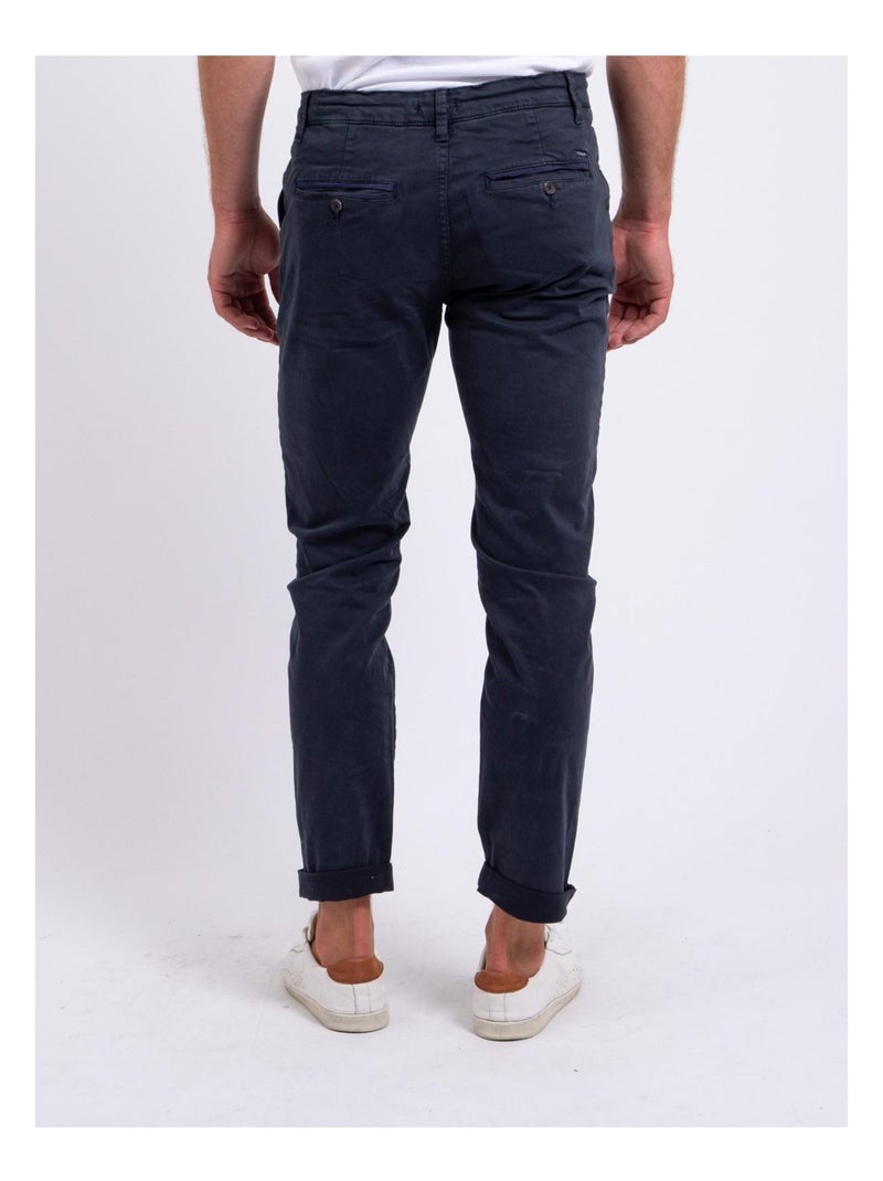 Pantalón chino de corte ajustado CARLTARO Azul marino - Kiabi