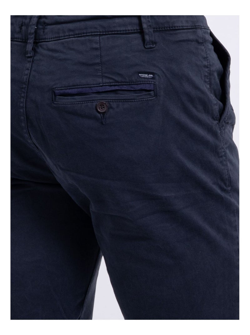 Pantalón chino de corte ajustado CARLTARO Azul marino - Kiabi
