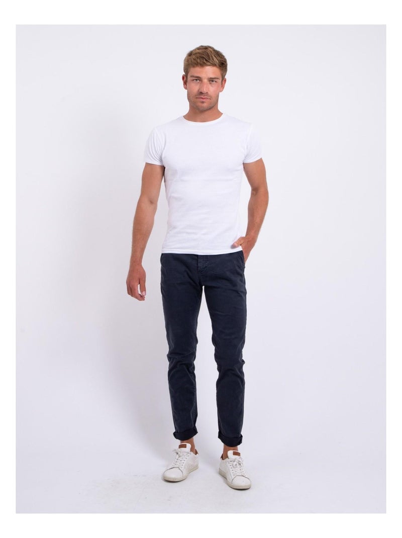 Pantalón chino de corte ajustado CARLTARO Azul marino - Kiabi