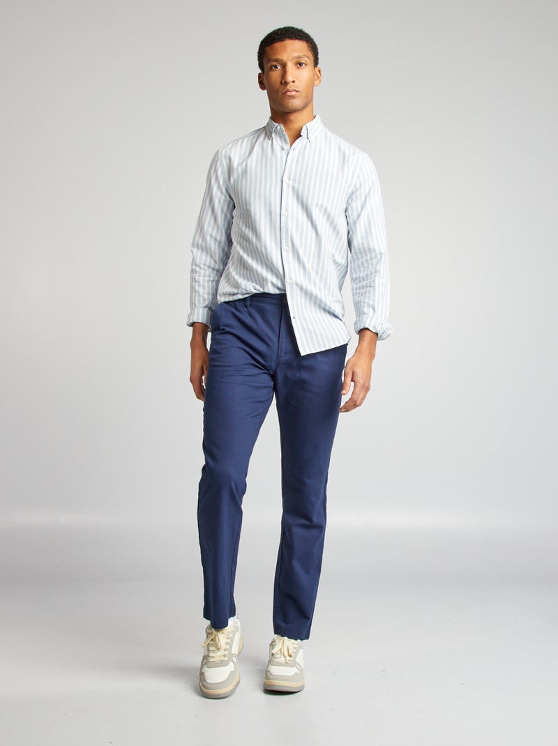 Pantalón chino de corte recto/regular fit Azul - Kiabi