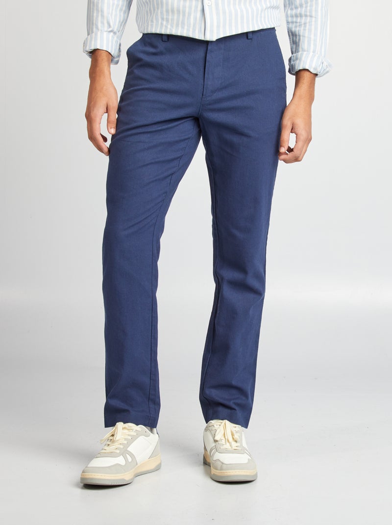 Pantalón chino de corte recto/regular fit Azul - Kiabi