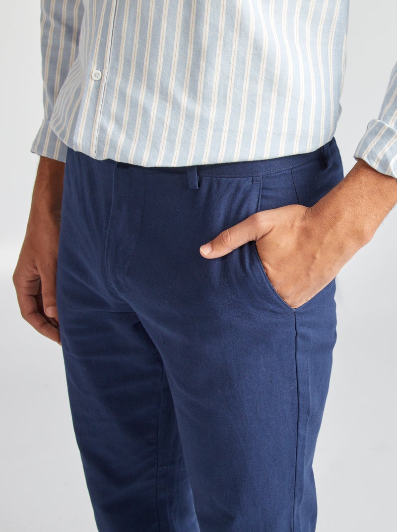 Pantalón chino de corte recto/regular fit Azul - Kiabi