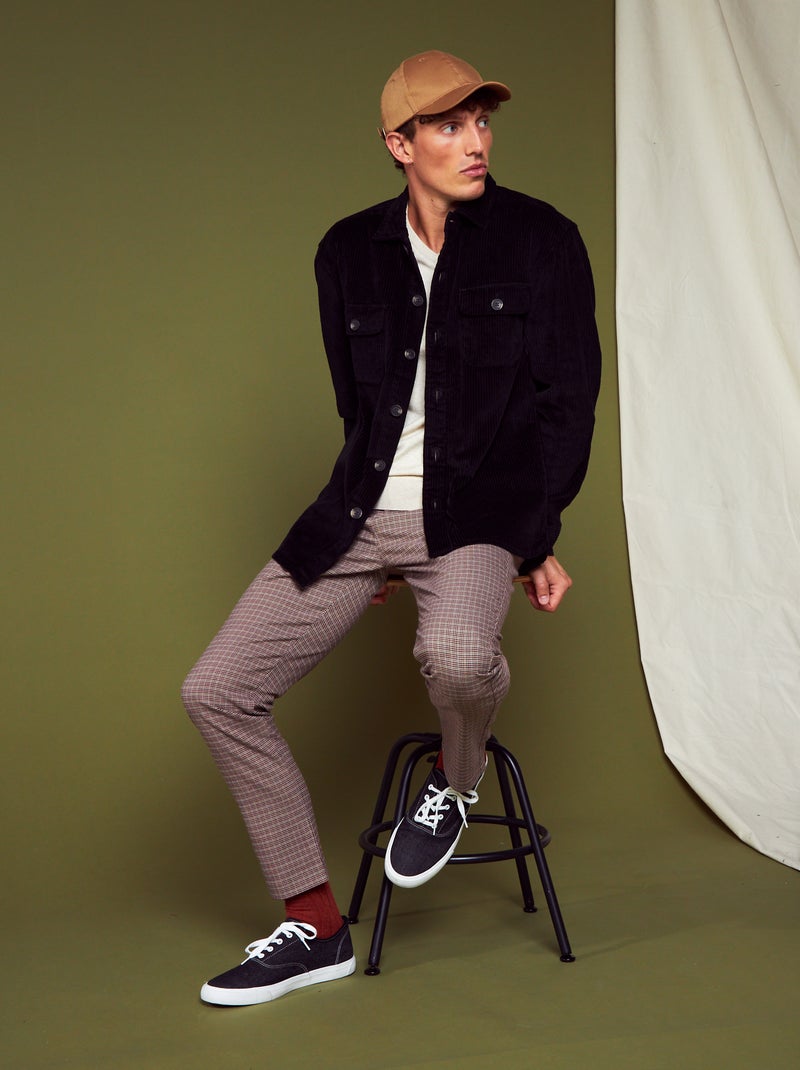 Pantalón chino de cuadros BEIGE - Kiabi
