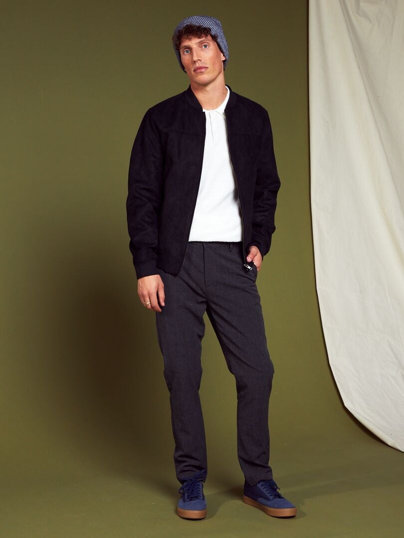 Pantalón chino de cuadros NEGRO - Kiabi
