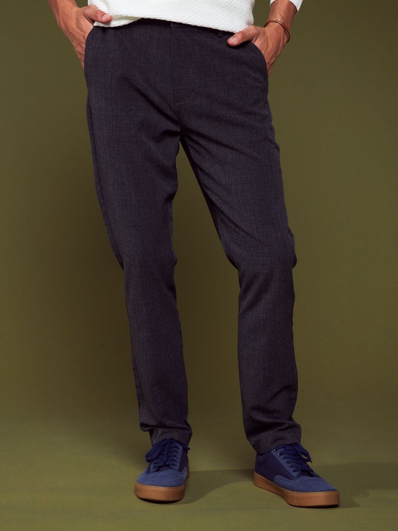 Pantalón chino de cuadros NEGRO - Kiabi