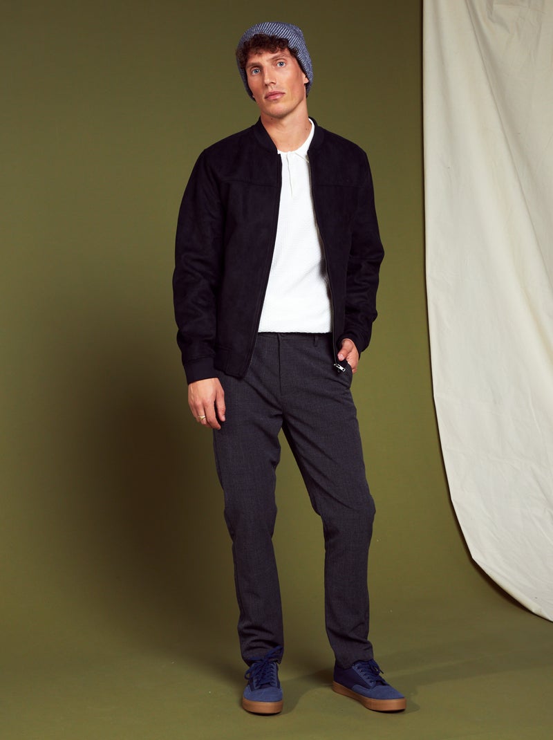 Pantalón chino de cuadros NEGRO - Kiabi