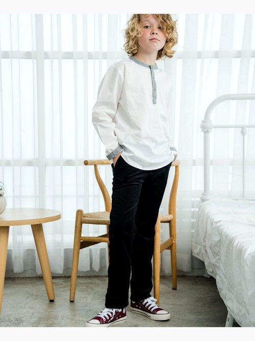 Pantalón chino de invierno para niño | Terciopelo negro | SAINCLAIR - Kiabi